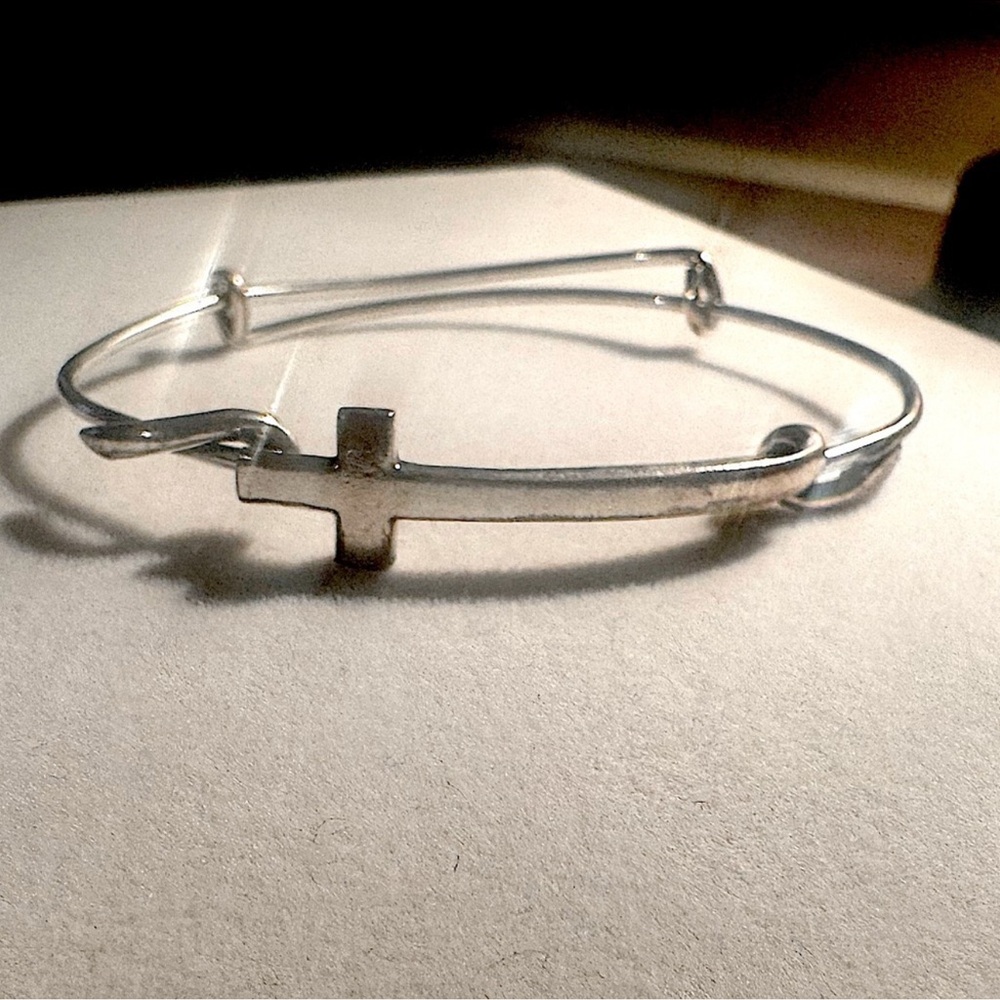 Silver Cross Bangle Bracelet